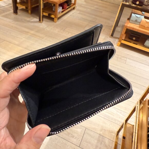 Tory Burch Emerson Mini Wallet 176905 Black Tossed Bow $215 - Picture 6 of 7